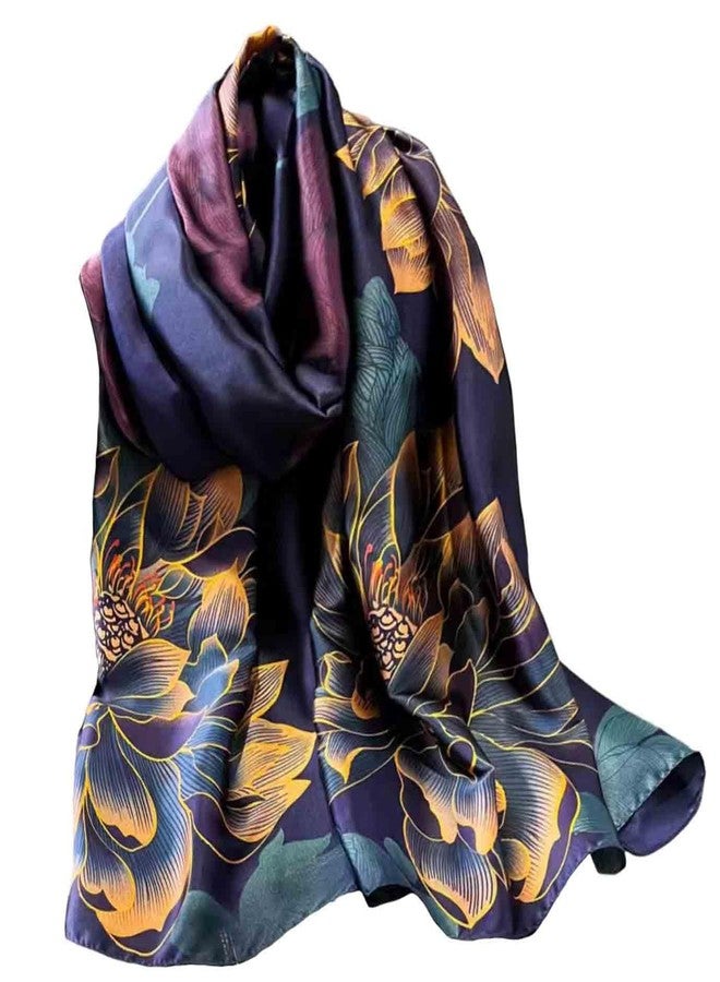 Acotavie Scarfs for Women Dressy Fashion Scarves Long Floral Pattern Scarf Lightweight Sunscreen Shawls (C002 Purple) - Image 1